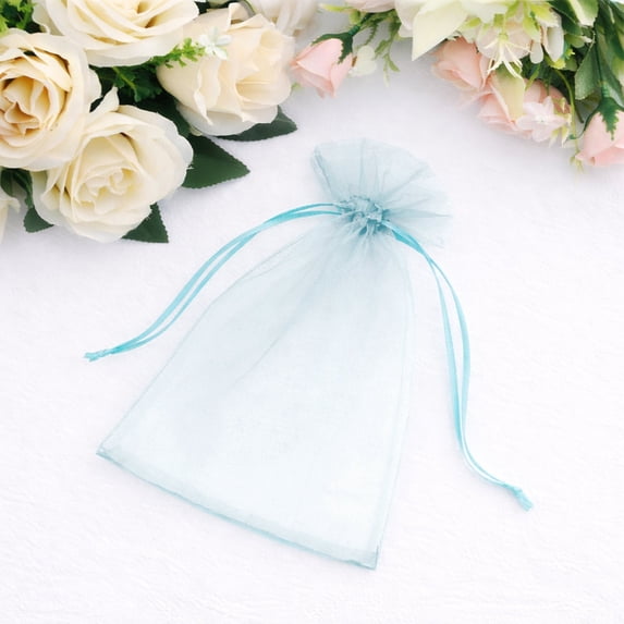 Efavormart 100 Pack Light Blue Organza Drawstring Gift Bags, 5" x 7" – Wedding Party Favor Bags