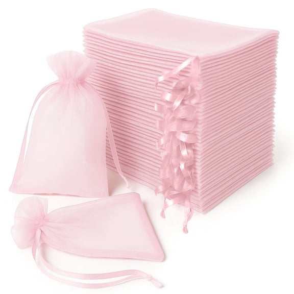 Efavormart 100 Pack Pink Organza Drawstring Gift Bags, 6" x 9" – Wedding Party Favor Bags