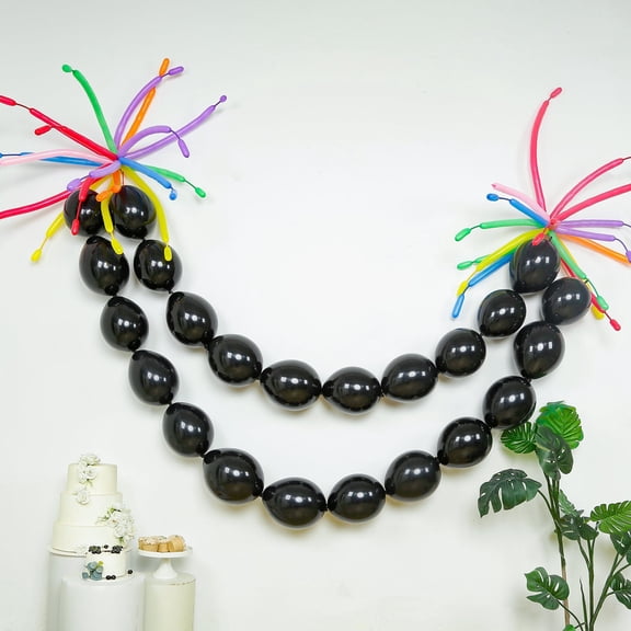 Efavormart 100 Pcs Biodegradable Quick Link Balloons 10" Matte Pastel Black, Latex Linking Balloons for Balloon Chains, Garland, Arch, Backdrop & Wall Decor