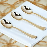 Efavormart 100 Pcs Metallic Gold Disposable Plastic Spoon for Wedding Party Banquet Events Candy Buffets Dinnerware
