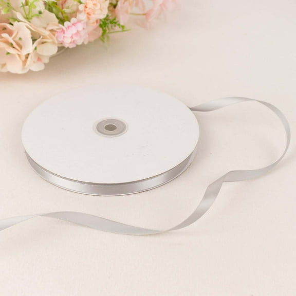 Efavormart 100 Yards 3/8" Satin Ribbon For Gift Package Wrapping, Hair Bow Clips & Accessories Making Crafting Wedding Decoration-Silver