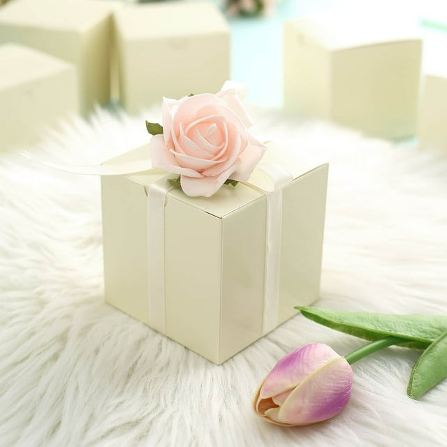 Efavormart 100 pcs of 3x3x3 Ivory Favor Box for Candy Treat Gift Wrap ...