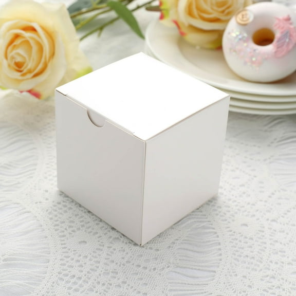 Efavormart 100 pcs of 3x3x3 White Favor Box for Candy Treat Gift Wrap Box Party Favor Boxes for Bridal Shower Wedding Party