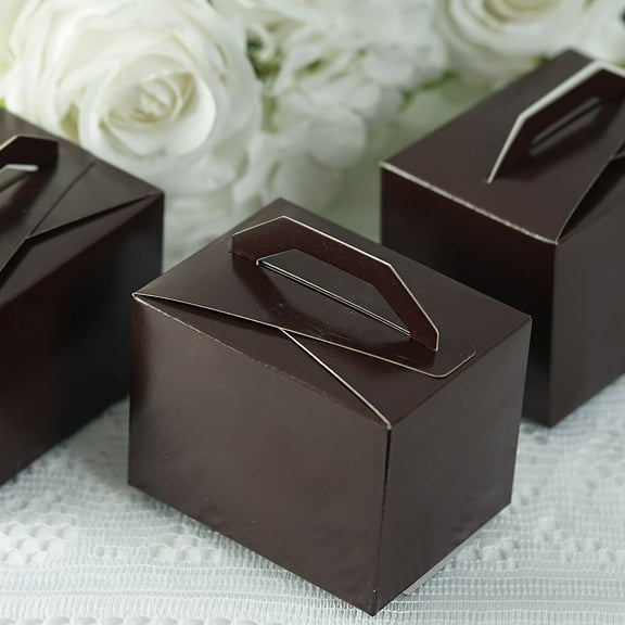 Efavormart 100pcs Chocolate Tote Favor Boxes Party Goodie Boxes Treat Box For Wedding Reception/Bridal Shower/ Banquet