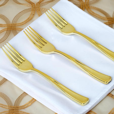 Efavormart 100pcs Metallic Gold Disposable Plastic Fork for Wedding Birthday Party Banquet Events Candy Buffets