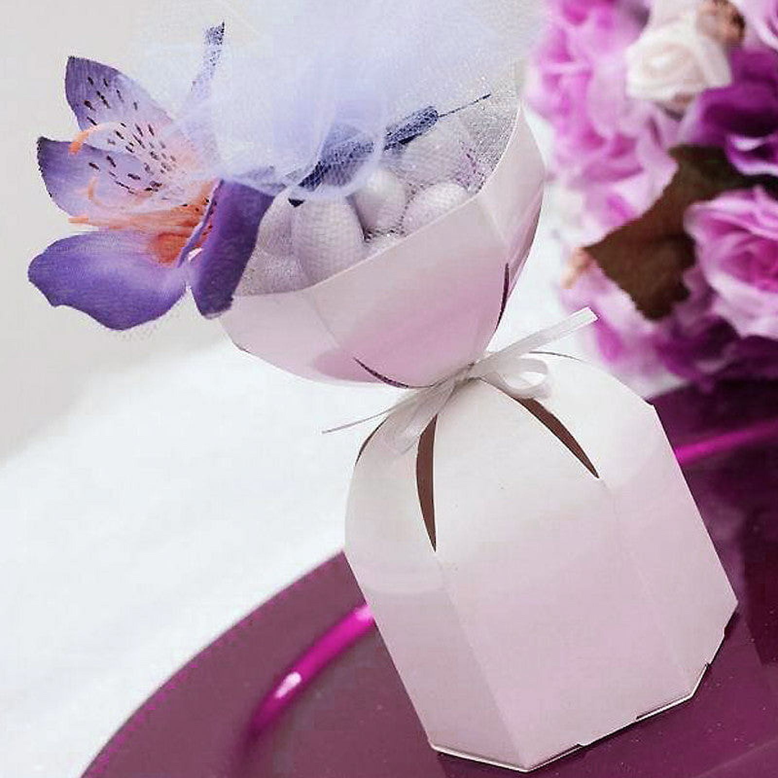 Efavormart 100pcs White Wedding Dress Favor Boxes Candy Favor Box For
