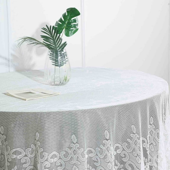 Efavormart 108" IVORY Premium Lace Round Tablecloth For Banquet Party Wedding Event Home Decor