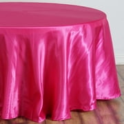 Efavormart 108 Inch Satin Round Tablecloth, Washable Linen Table Cover, Decorative Silky Fabric for Wedding, Party, Banquet Events - Fushia