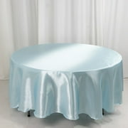Efavormart 108 Inch Satin Round Tablecloth, Washable Linen Table Cover, Decorative Silky Fabric for Wedding, Party, Banquet Events - Light Blue