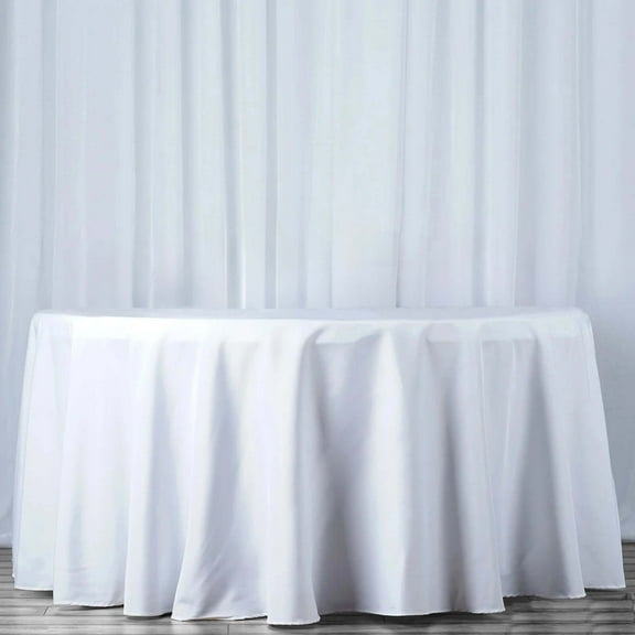 Efavormart 108" Seamless Premium Polyester Table Linens Round Commercial Grade Tablecloth For Wedding Banquet Restaurant - WHITE