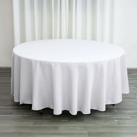 Efavormart Round Tablecloth, 108 Inch Stain & Wrinkle Resistant Washable Table Cloth, Decorative Polyester Fabric Table Cover for Banquet, Wedding, Dining- White