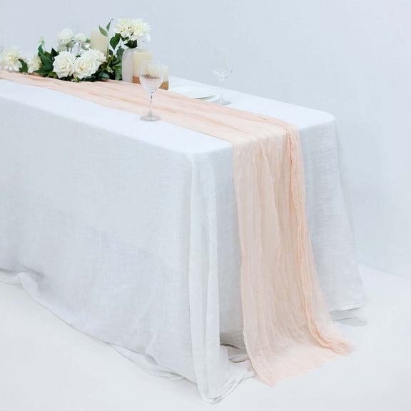 Efavormart 10FT Cheesecloth Table Runner, Gauze Fabric Boho Wedding Arbor Decor - Blush | Rose Gold