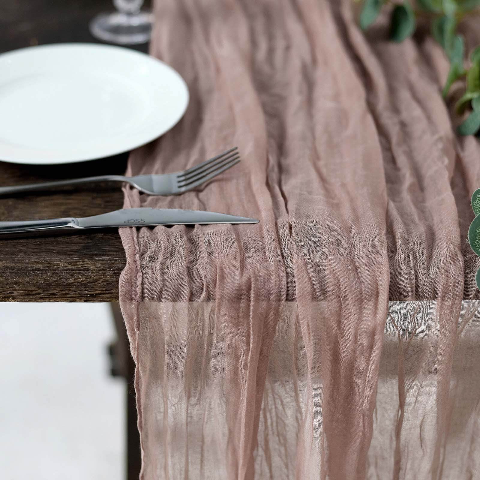 Efavormart 10FT Dusty Rose Cheesecloth Table Runner, Gauze Fabric Boho ...