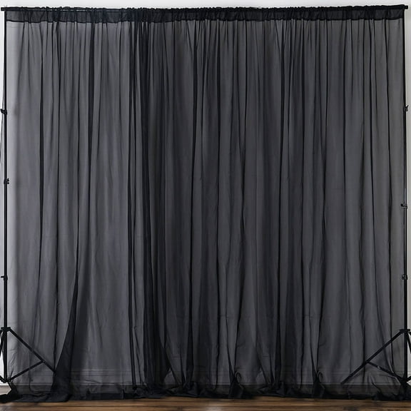 Efavormart 10FT Fire Retardant Black Sheer Voil Curtain Panel Backdrop For Window Wall Decoration - Premium Collection