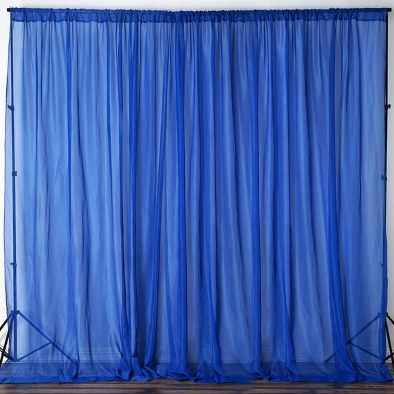 Efavormart 10FT Fire Retardant Royal Blue Sheer Voil Curtain Panel Backdrop For Window Wall Decoration - Premium Collection