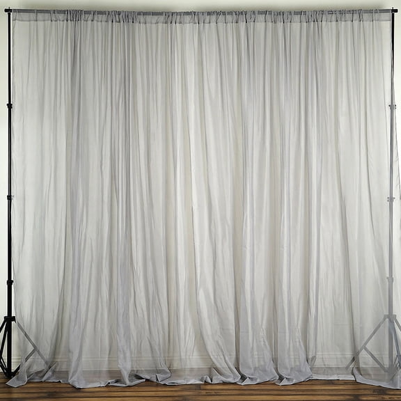 Efavormart 10FT Fire Retardant Silver Sheer Voil Curtain Panel Backdrop For Window Wall Decoration - Premium Collection