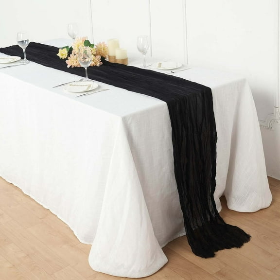 Efavormart 10FT Gauze Table Runner Cheesecloth Fabric For Wedding Arch, Arbor Decor - Black