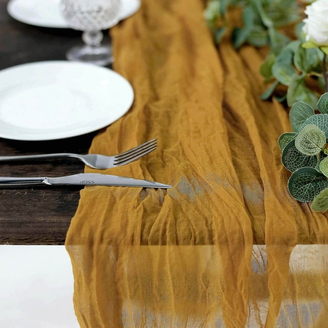 Efavormart 10FT Mustard Yellow Cheesecloth Table Runner, Gauze Fabric ...