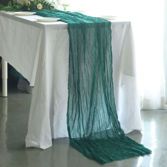 Efavormart 10FT Peacock Teal Gauze Cheesecloth Table Runner, Gauze Fabric Boho Wedding Arbor Decor