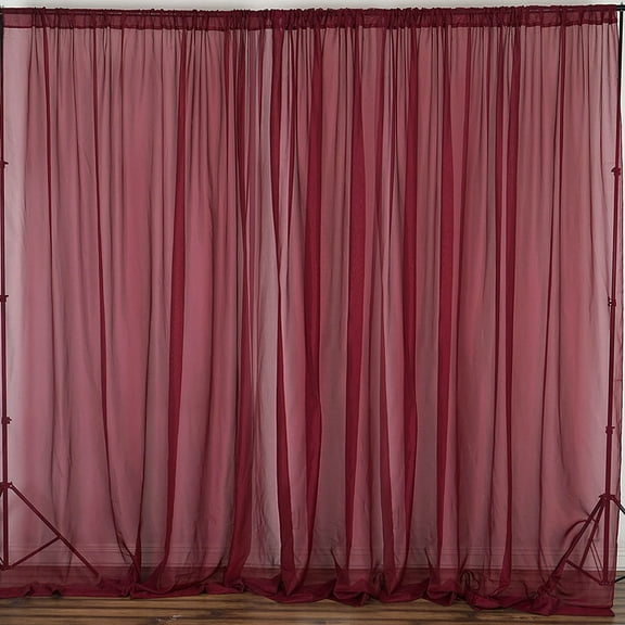 Efavormart 10FT Premium Fire Retardant Burgundy Sheer Voil Curtain Panel Backdrop For Window Wall Decoration - Premium Collection