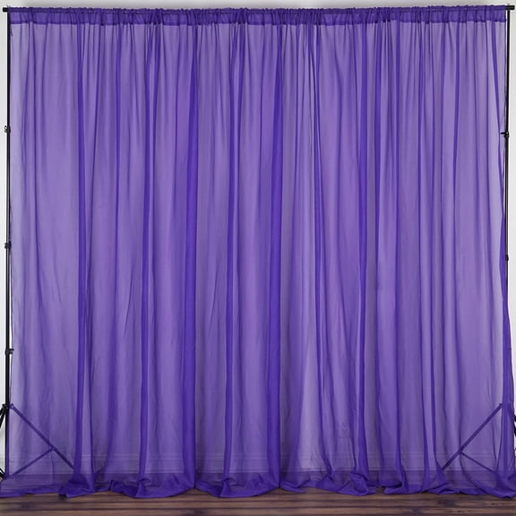 Efavormart 10FT Premium Fire Retardant Purple Sheer Voil Curtain Panel Backdrop For Window Wall Decoration - Premium Collection