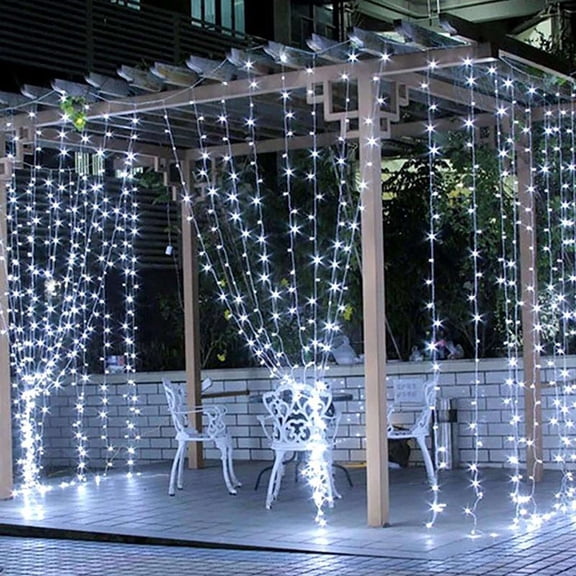 Efavormart 10FTx10FT Cool White 300 LED Icicle Lights, Backdrop Curtain Lights With 8 Lighting Modes for Outdoor Dripping Icicle Indoor Wedding Party Decorations