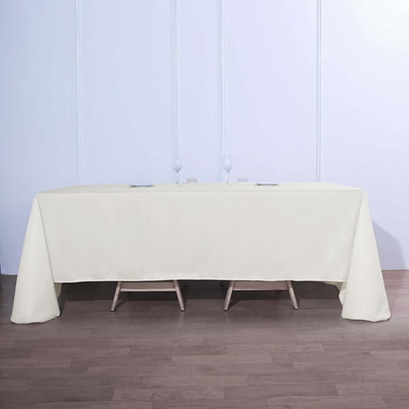 Efavormart 10PCS 90x132" IVORY Wholesale Rectangle Polyester Rectangle Tablecloth Linen Wedding Party Restaurant Tablecloth