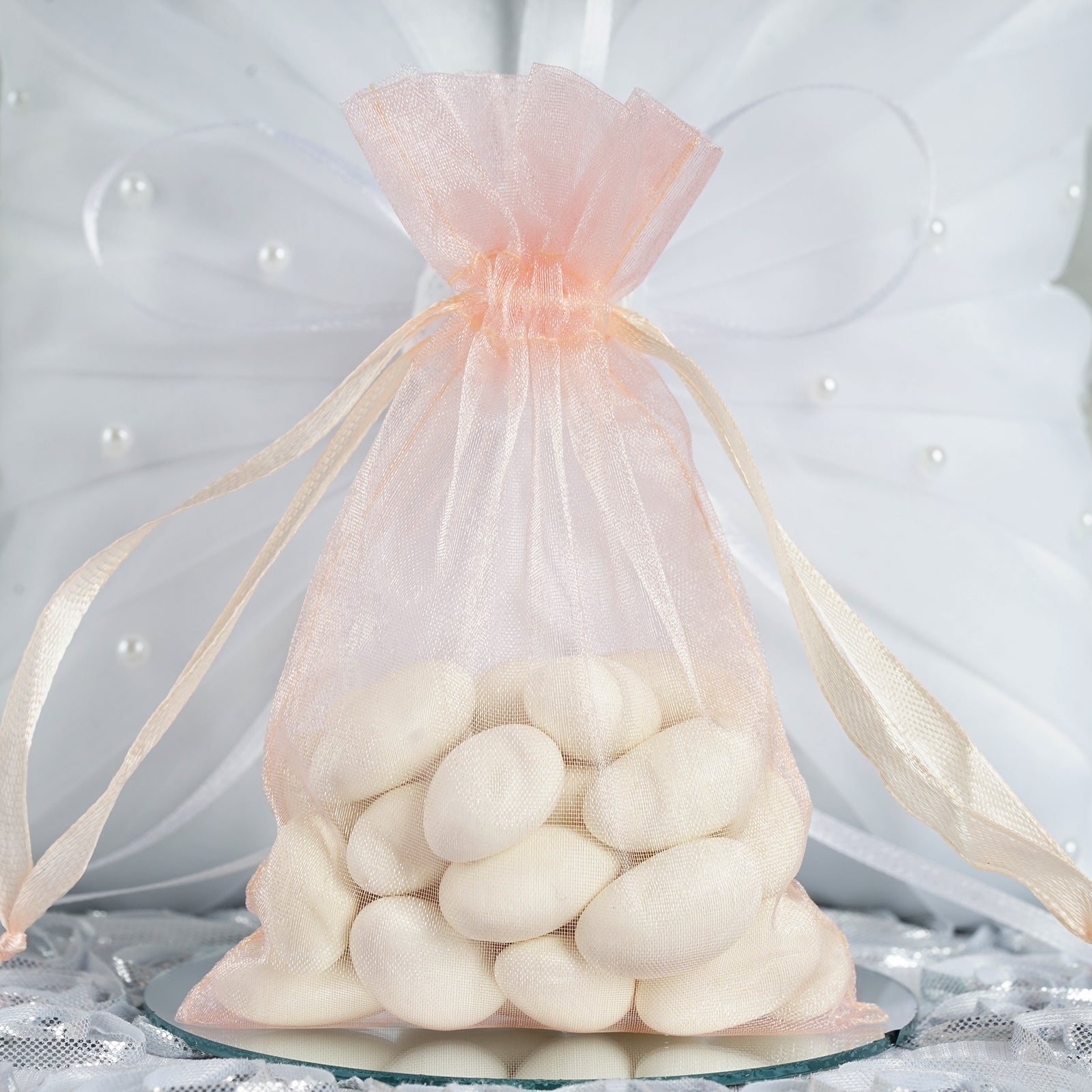 Efavormart 10PCS BLUSH Organza Gift Bag Drawstring Pouch Wedding Favors ...