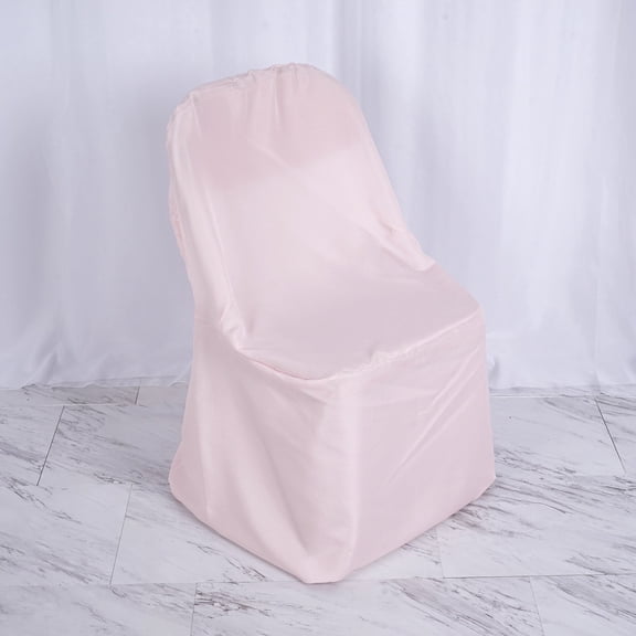 Efavormart 10PCS Blush Linen Polyester Folding Chair Cover Dinning Chair Slipcover For Wedding Party Event Banquet Catering