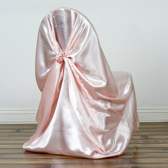 Efavormart 10PCS Blush Silky Satin Universal Chair Covers Fits All Type of Chairs Event Dinning Slipcover For Wedding Party Banquet