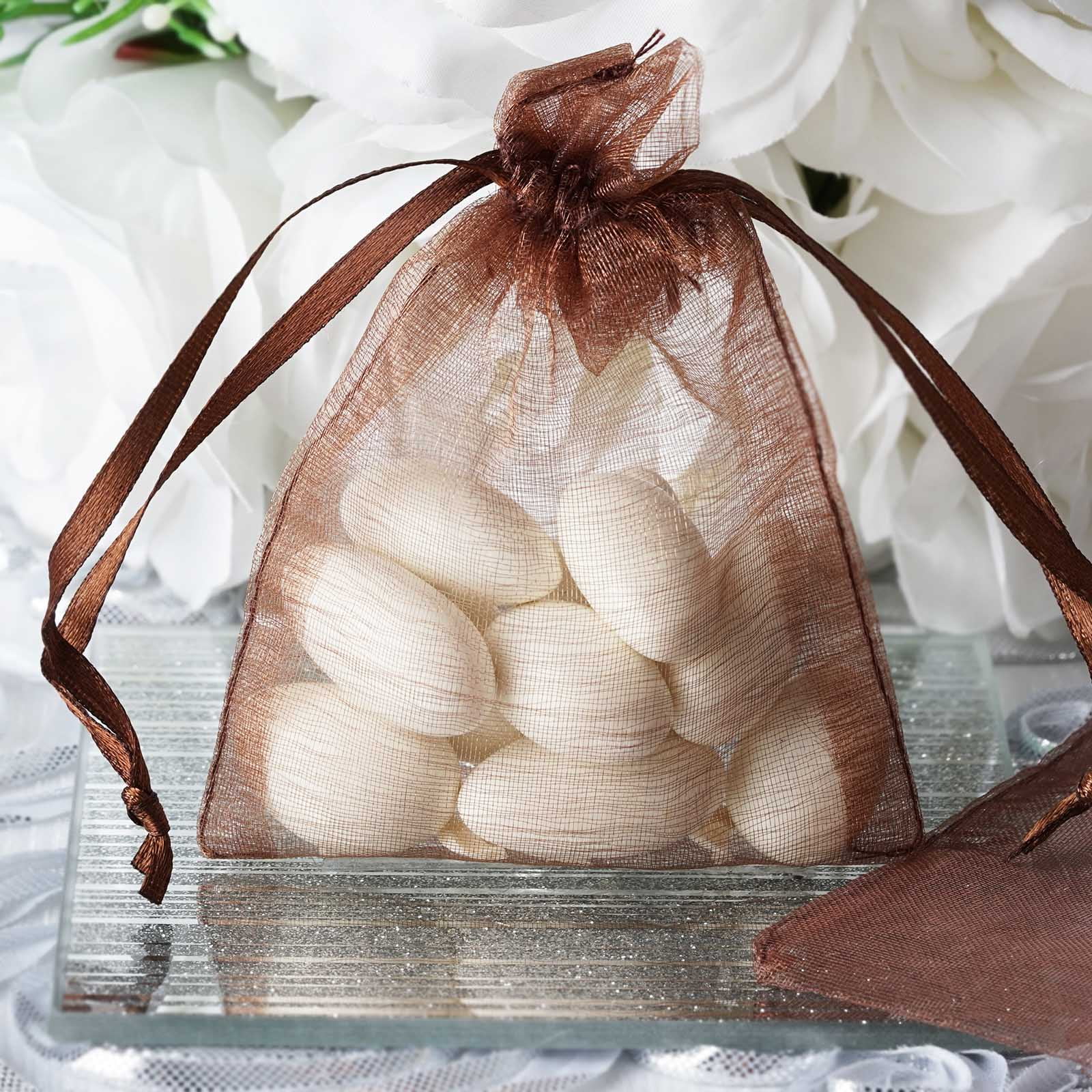 Efavormart 10PCS CHOCOLATE Organza Gift Bag Drawstring Pouch