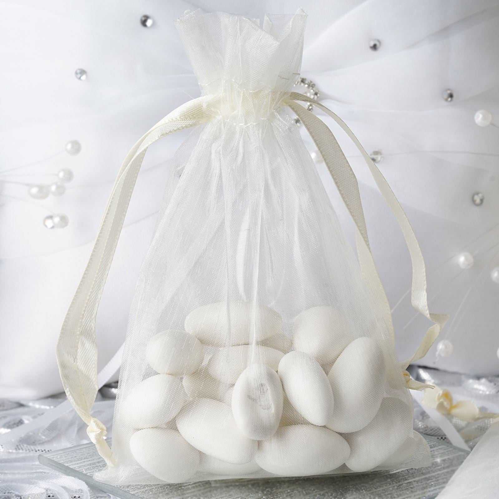 Efavormart 10PCS IVORY Organza Gift Bag Drawstring Pouch Wedding Favors ...