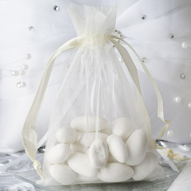 Efavormart 10PCS IVORY Organza Gift Bag Drawstring Pouch Wedding Favors ...