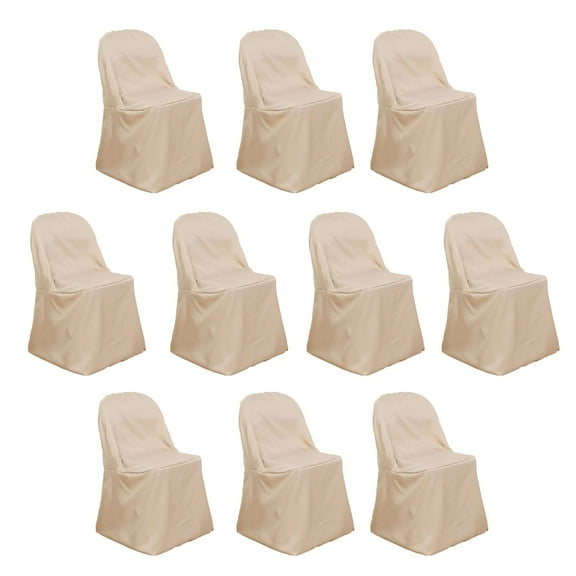 Efavormart 10PCS Nude Linen Polyester Folding Chair Cover Dinning Chair Slipcover For Wedding Party Event Banquet Catering