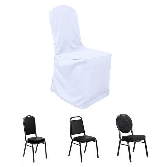 Efavormart 10PCS Round Top White Polyester Banquet Chair Covers Linen Dinning Chair slipcover For Wedding Party Event Catering