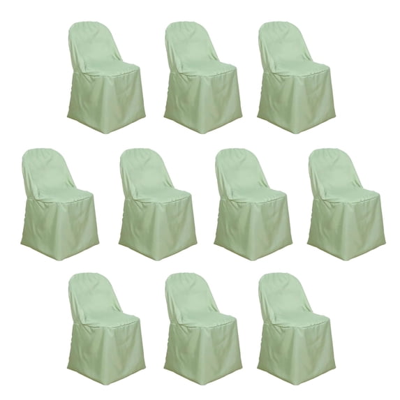 Efavormart 10PCS Sage Green Linen Polyester Folding Chair Cover Dinning Chair Slipcover For Wedding Party Event Banquet Catering