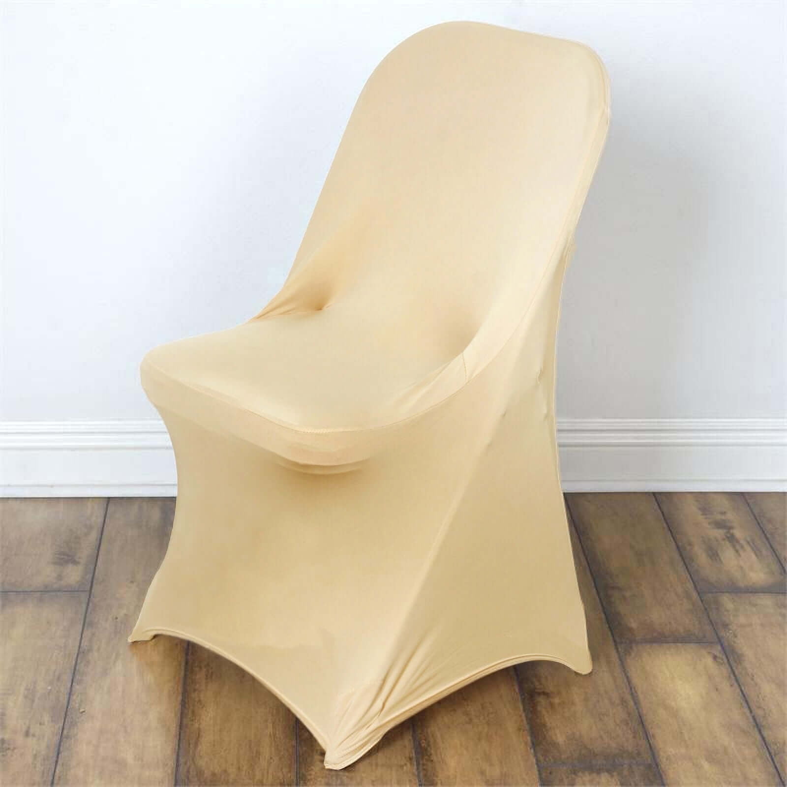 Efavormart 10PCS Stretchy Spandex Fitted Folding Chair Cover Dinning Event Slipcover For Wedding Party Banquet Catering - Champagne