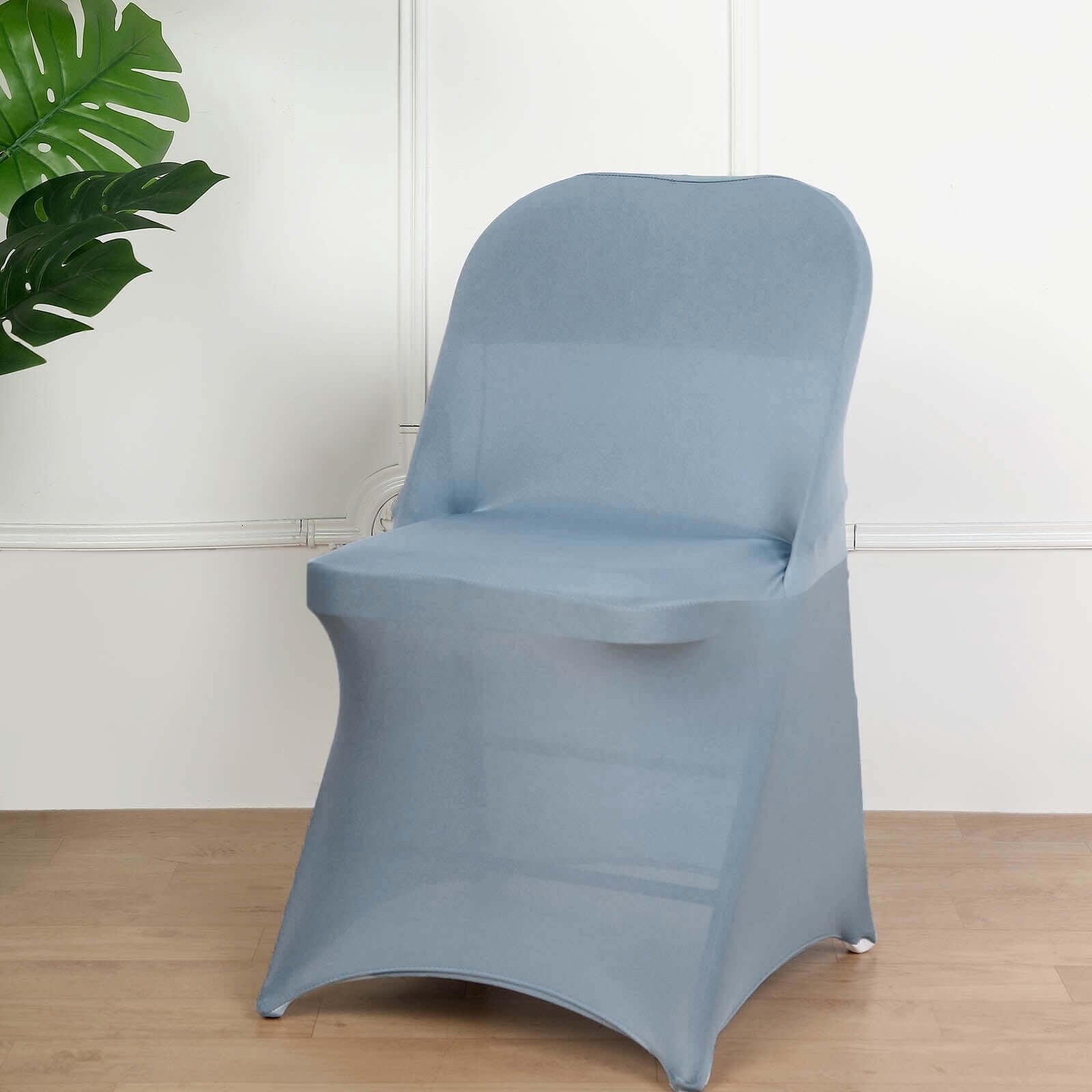 Efavormart 10PCS Stretchy Spandex Fitted Folding Chair Cover Dinning Event Slipcover For Wedding Party Banquet Catering- Dusty Blue