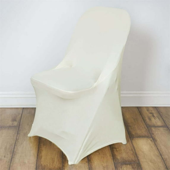 Efavormart 10PCS Stretchy Spandex Fitted Folding Chair Cover Dinning Event Slipcover For Wedding Party Banquet Catering - Ivory