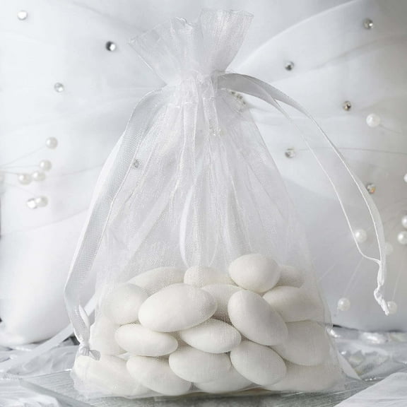 Efavormart 10PCS WHITE Organza Gift Bag Drawstring Pouch Wedding Favors Bridal Shower Treat Jewelry Bags - 4"x6"