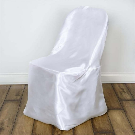 Efavormart 10PCS White Shinny Satin Folding Chair Covers Dinning Event Slipcover For Wedding Party Banquet Catering