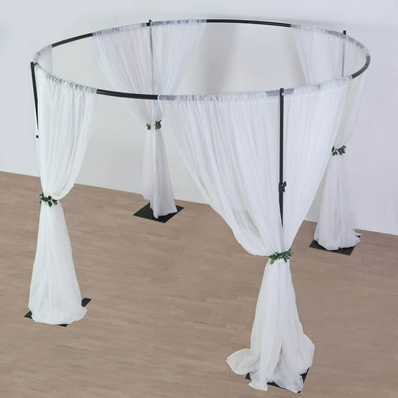 Efavormart 10ft Adjustable 4-Post Circular Black Metal Wedding Event Arch Stand, Round Backdrop Canopy Frame Chuppah