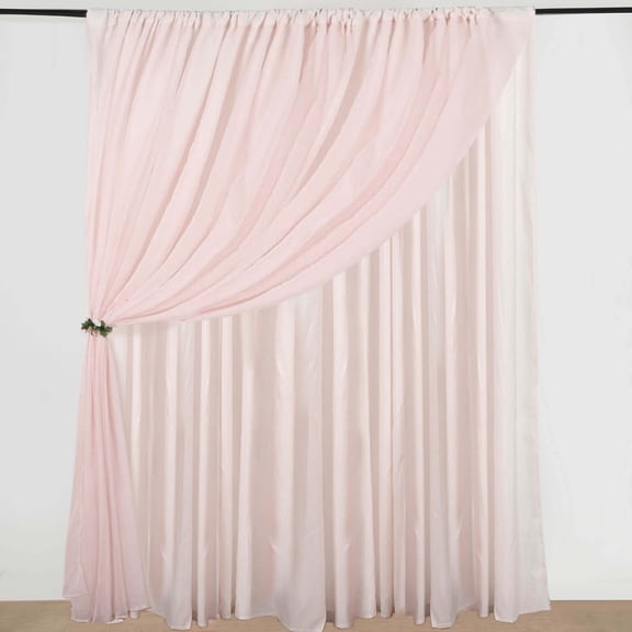 Efavormart 10ftx10ft Blush / Rose Gold Dual Layered Polyester Sheer Chiffon Backdrop Curtains With Rod Pockets