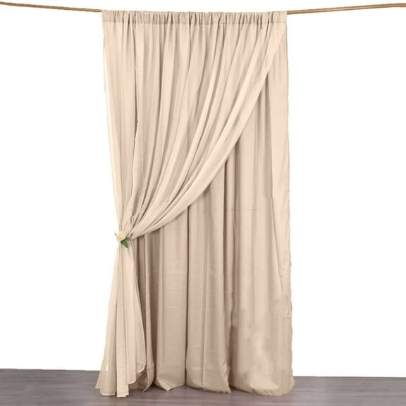 Efavormart 10ftx10ft Nude Dual Layered Polyester Sheer Chiffon Backdrop Curtains With Rod Pockets