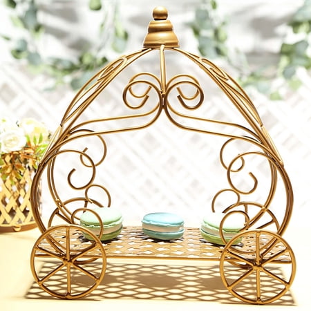 Efavormart 11" Gold Cinderella Pumpkin Carriage Centerpiece, Decorative Princess Carriage Dessert Cupcake Pastry Candy Display Plate Event, Birthday Party