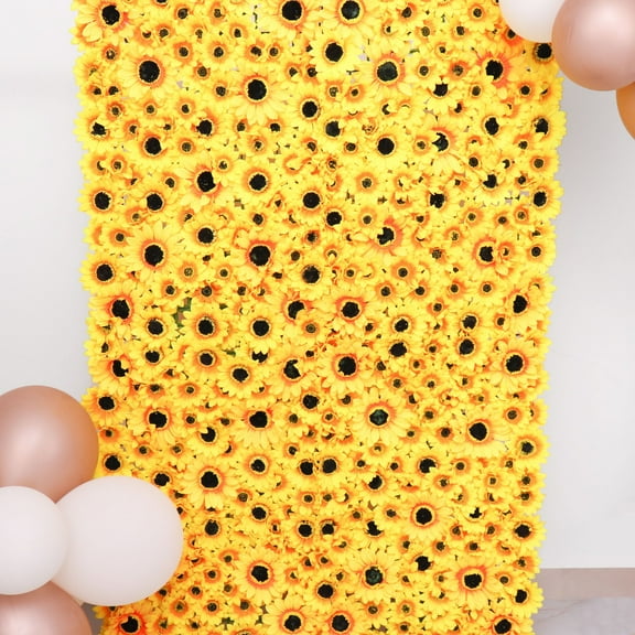 Efavormart 11 Sq ft. | 4 Panels Artificial Sunflower Wall Mat Backdrop, Flower Wall Decor, Indoor/Outdoor UV Protected