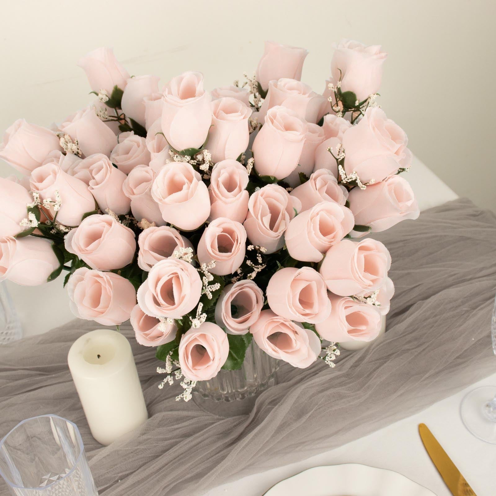 Efavormart 12 Bushes | Blush / Rose Gold Artificial Premium Silk Flower ...