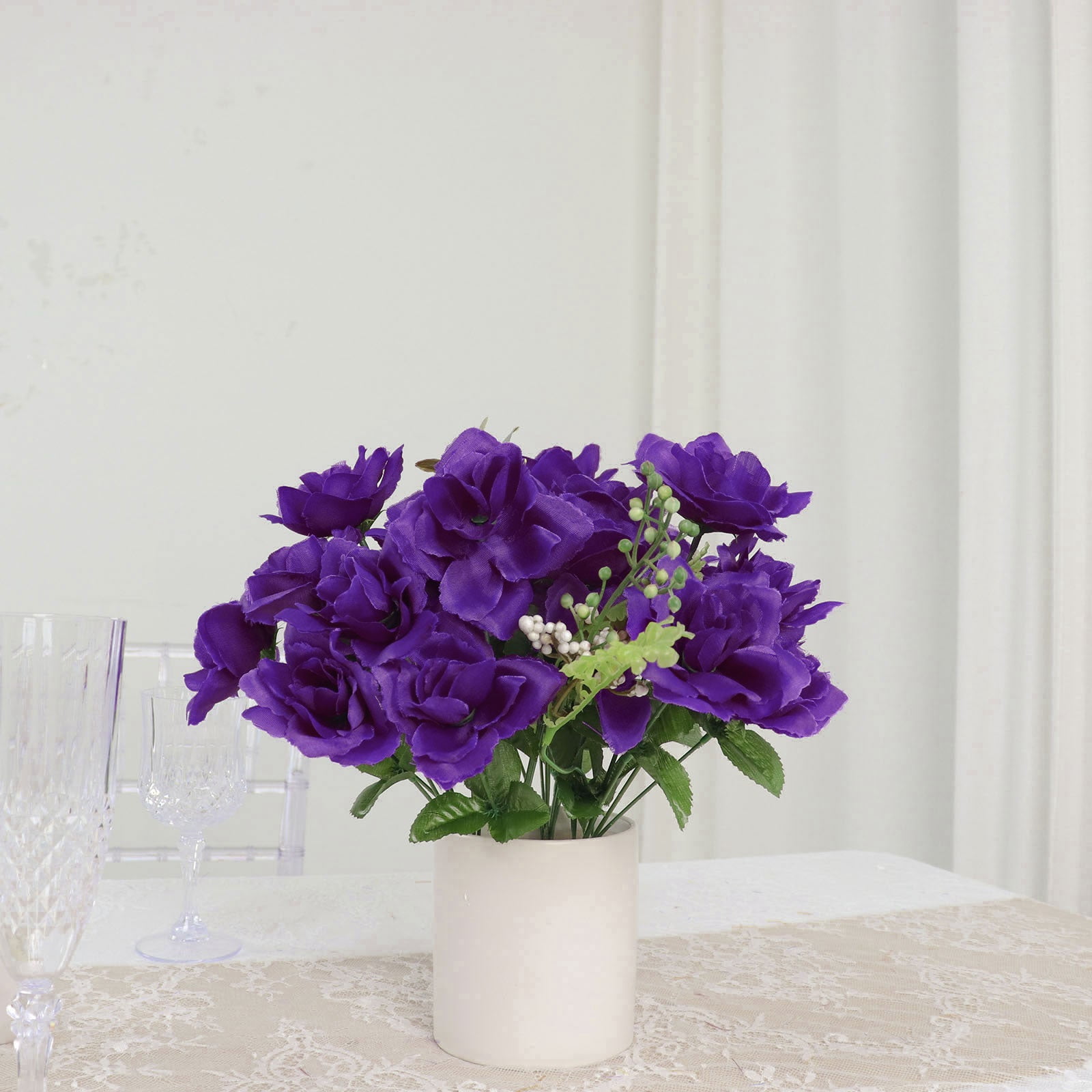Efavormart 12 Bushes | Purple Artificial Premium Silk Blossomed Rose ...