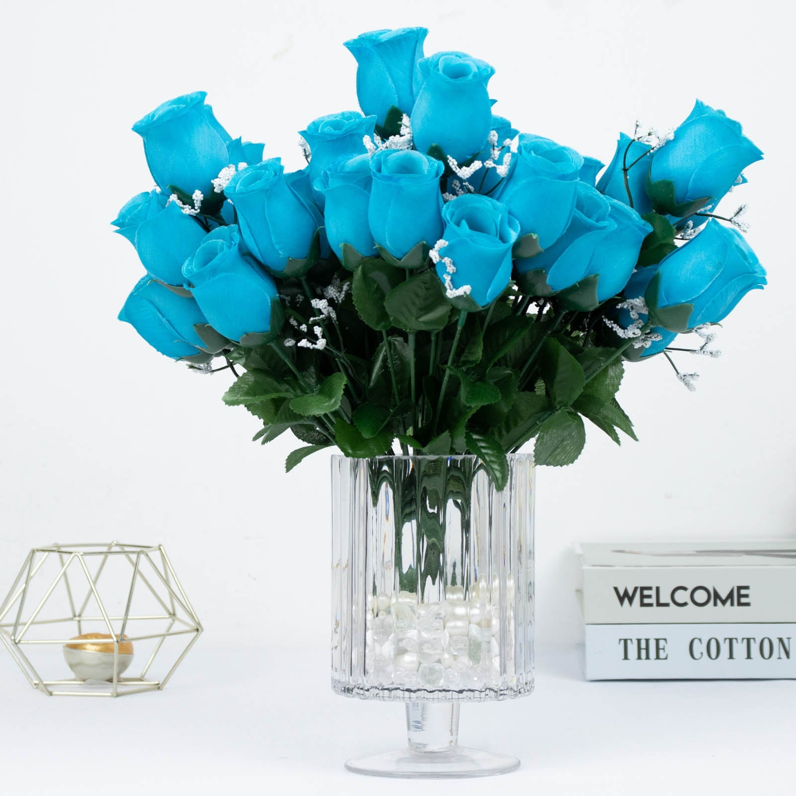Efavormart 12 Bushes | Turquoise Artificial Premium Silk Flower Rose ...