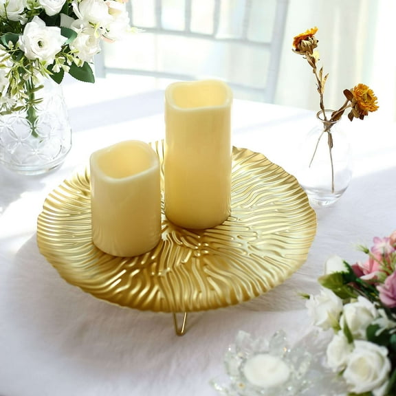 Efavormart 12" Gold Wavy Hairpin Leg Metal Serving Tray Dessert Display, Pedestal Wedding Cake Cupcake Stand Centerpiece